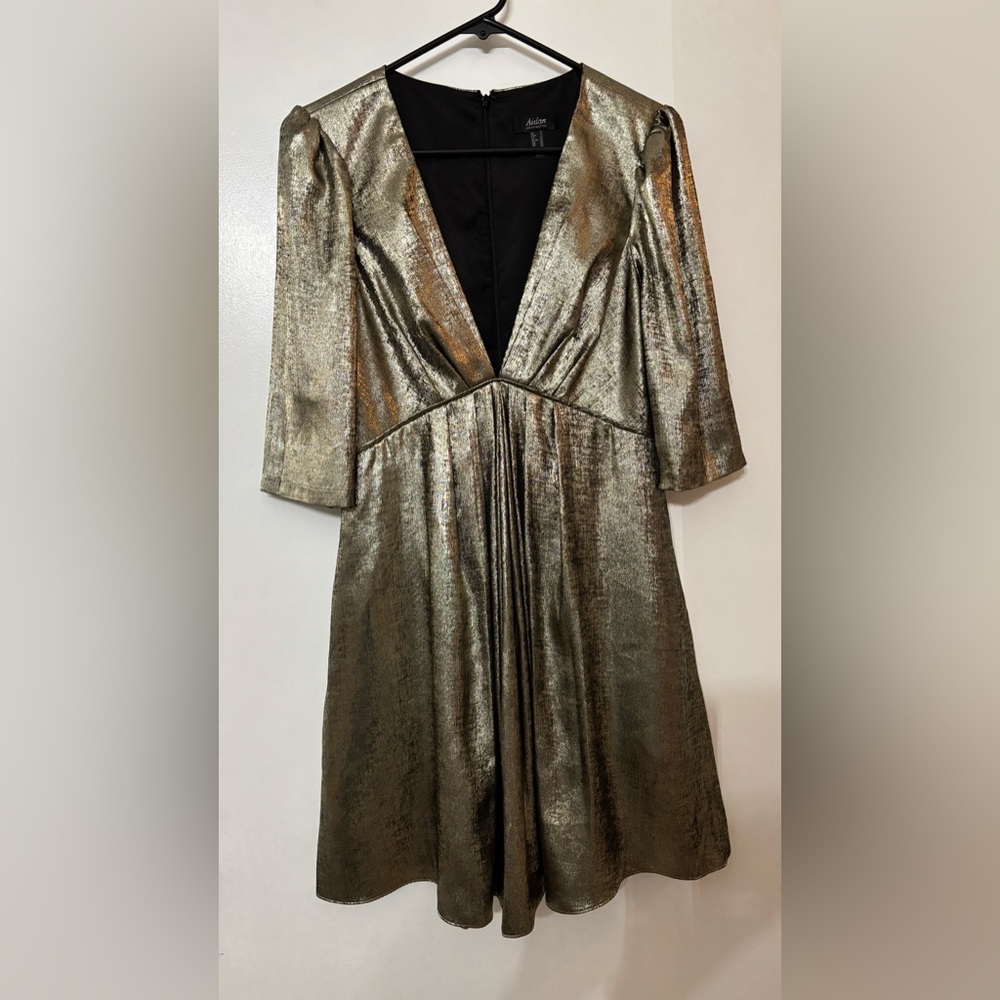 Aidan by Aidan Mattox Women Gold Metallic Dress Size 6